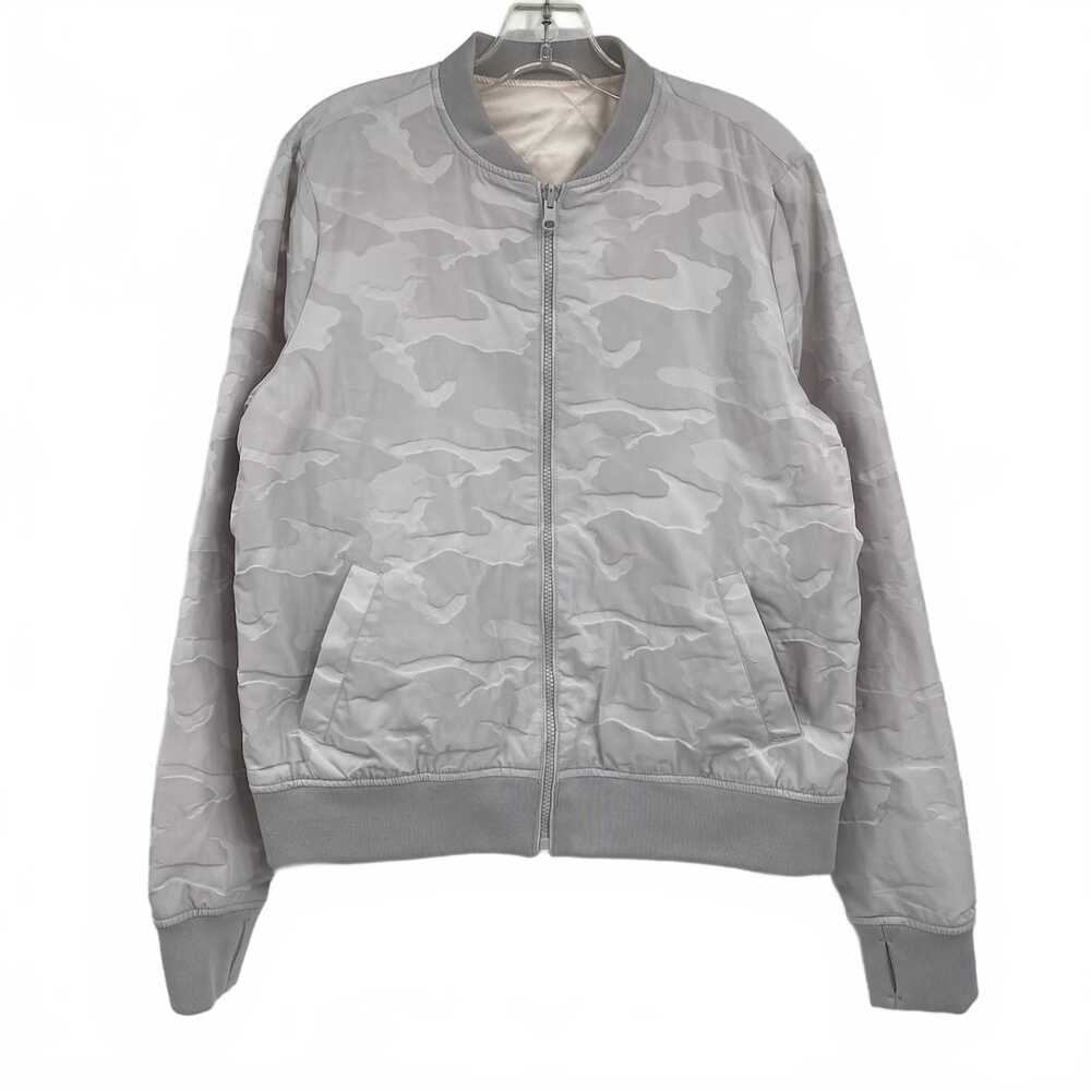 Blanc Noir Gray Pink Reversible Bomber Jacket | Women's L